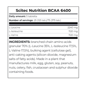 قرص بی‌سی‌ای‌ای 6400 سایتک نوتریشن 375 کپسول | BCAA 6400
