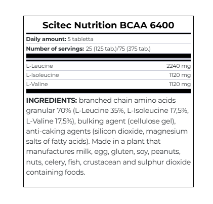 قرص بی‌سی‌ای‌ای 6400 سایتک نوتریشن 375 کپسول | BCAA 6400